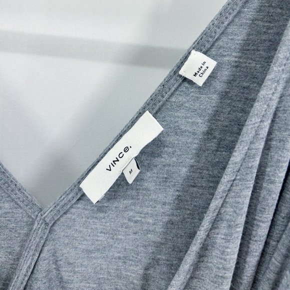 Vince Grey V-Neck Sleeveless Jersey Midi Wrap Dress Medium - Picture 6 of 6